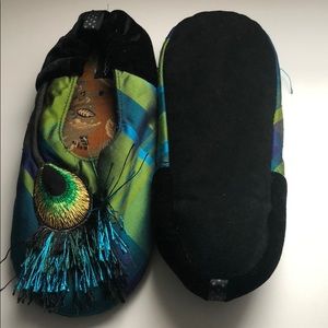 Goody goody peacock feather slippers